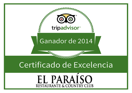 Restaurante El Paraiso en Estepona obtiene el Certificado de Excelencia Tripadvisor 2014